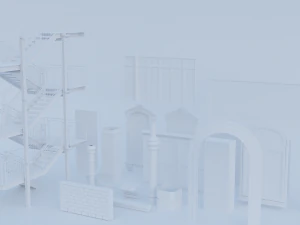 Bilim Kurgu Aksesuarları Kitbash Paketi 3D Model