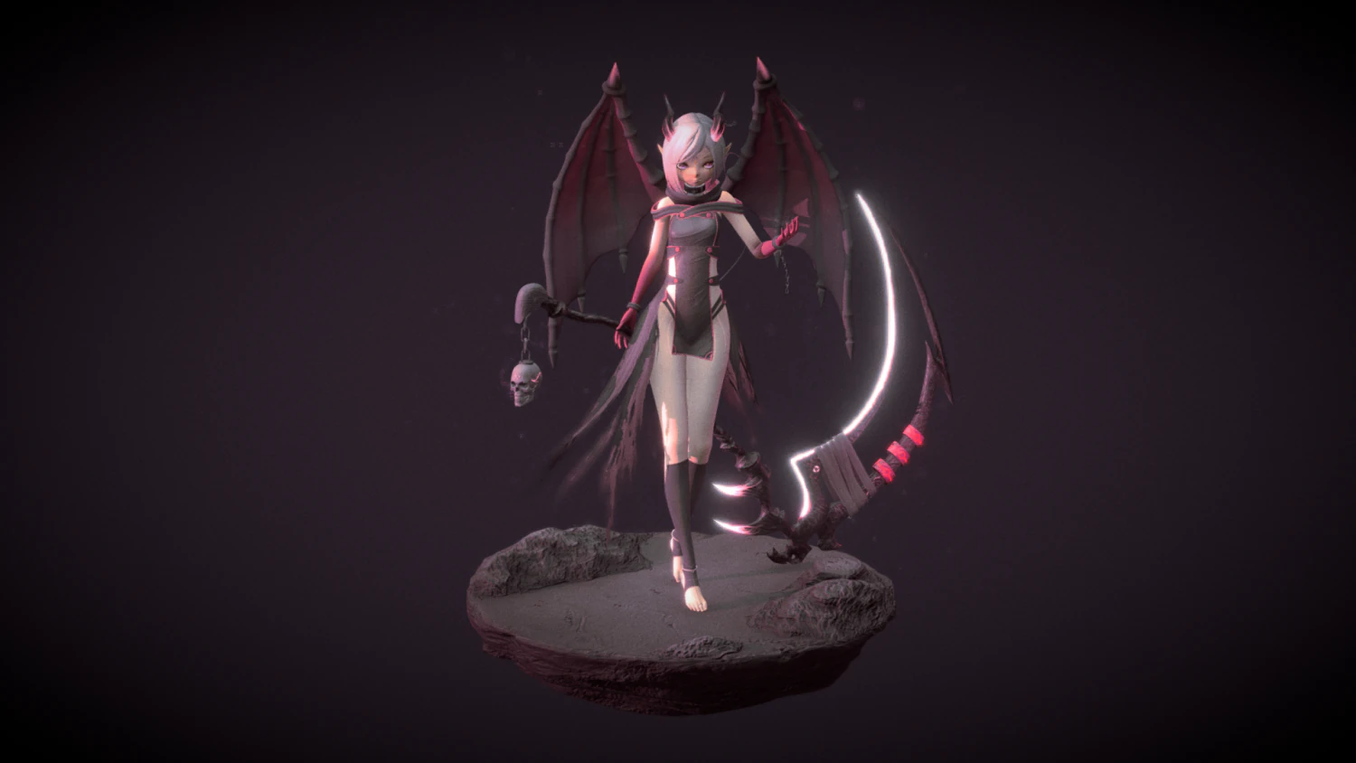 Dragon Girl Anime 3D Model .c4d .max .obj .3ds .fbx .stl .blend