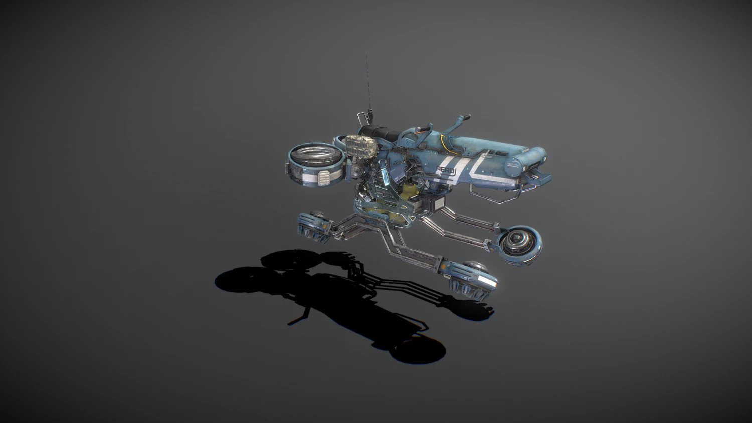 Sci-fi Hover bike Low-poly Low-poly 3D Model .c4d .max .obj .3ds .fbx .stl .blend