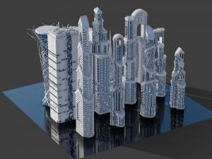 Futuristic Skyscrappers 3D Model