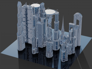 Futuristic Skyscrappers 3D Model
