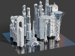 Futuristic Skyscrappers 3D Model