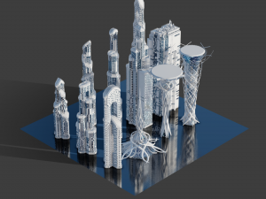 Futuristic Skyscrappers 3D Model