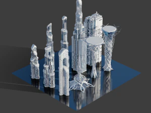 Futuristic Skyscrappers 3D Model