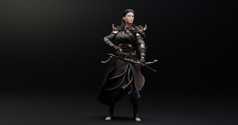 WOMAN VIKING 3D Print Model .c4d .max .obj .3ds .fbx .stl .blend 