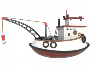 Fishing boat and ship Low-poly 3D Model