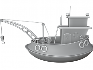Fishing boat and ship Low-poly 3D Model
