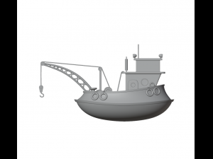 Fishing boat and ship Low-poly 3D Model