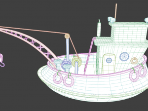 Fishing boat and ship Low-poly 3D Model