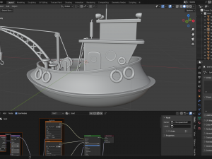 Fishing boat and ship Low-poly 3D Model