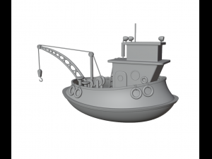 Fishing boat and ship Low-poly 3D Model