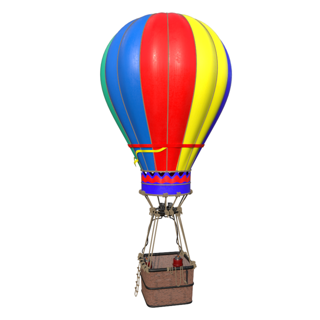 Hot Air Balloon Low-poly 3D Модель .c4d .max .obj .3ds .fbx .stl .blend