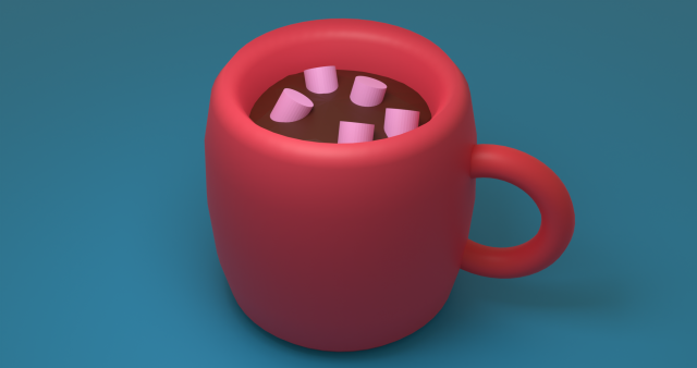 Cocoa mug with marshmallows 3D Model .c4d .max .obj .3ds .fbx .stl .blend 