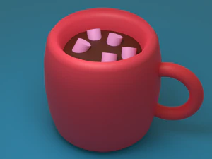 मार्शमैलोज़ के साथ कोको मग 3D मॉडल