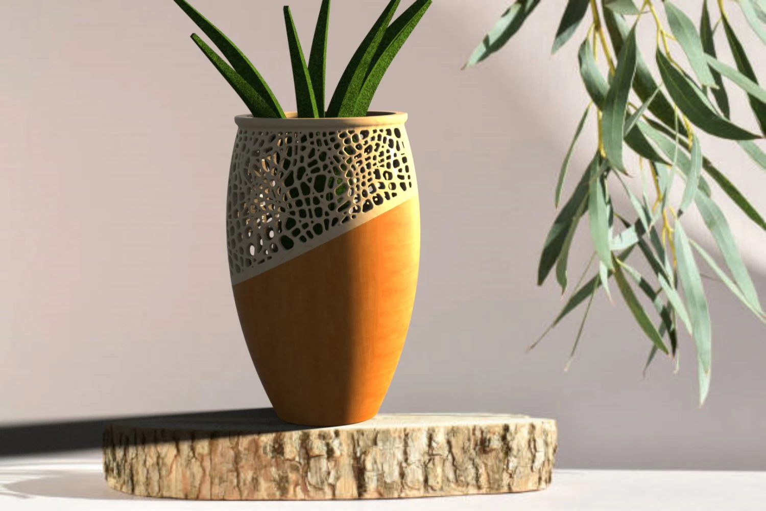 Honeycomb flower pot-ready to print 3D Print Model .c4d .max .obj .3ds .fbx .stl .blend