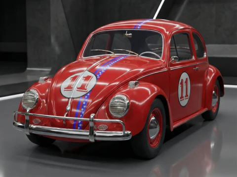 CL&Aacute;SICO VW BEETLE Vocho Race Car 11 - Modelo de veh&iacute;culo PBR de alto detalle Modelo 3D