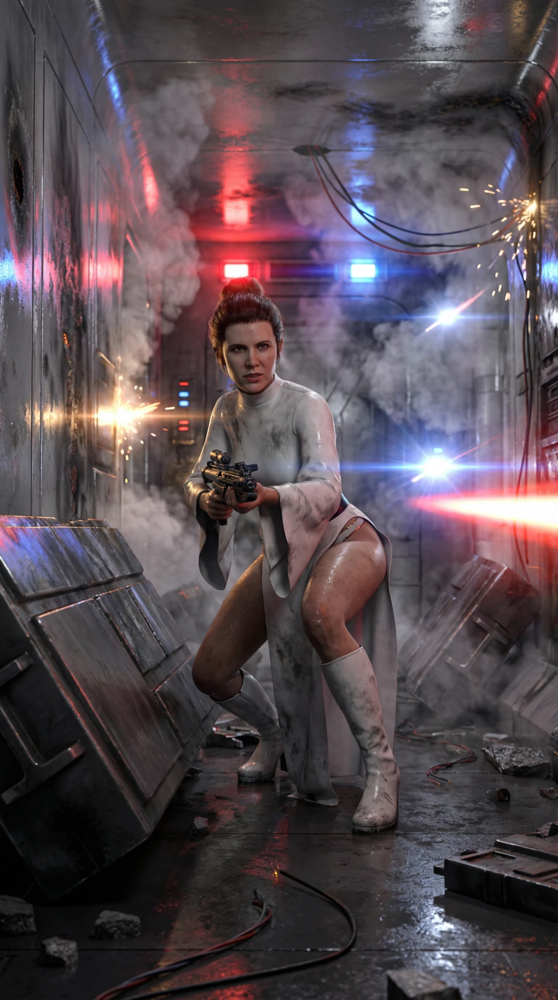 PRINCESS LEIA Rebel Commander - White Robes Reimagined Combat Edition 3D Model .c4d .max .obj .3ds .fbx .stl .blend 