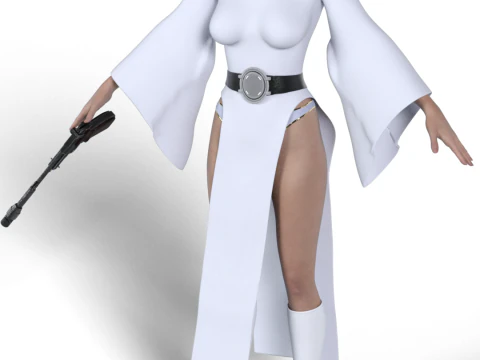 PRINCESS LEIA Rebel Commander - White Robes Reimagined Combat Edition 3D Model