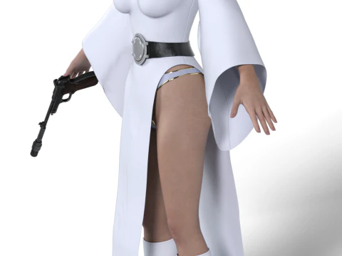 PRINCESS LEIA Rebel Commander - White Robes Reimagined Combat Edition 3D Model