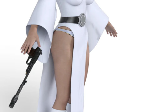 PRINCESS LEIA Rebel Commander - White Robes Reimagined Combat Edition 3D Model