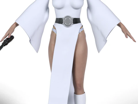 PRINCESS LEIA Rebel Commander - White Robes Reimagined Combat Edition 3D Model