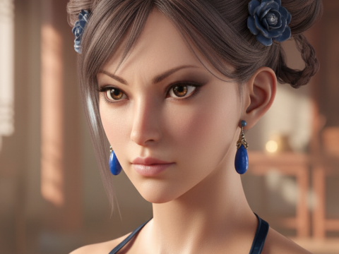 CHUN-LI Summer Vacation PBR-Charakter &ndash; Blaue Badeanzug-Edition 3D Modell