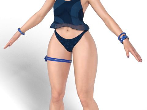 CHUN-LI Summer Vacation PBR-Charakter &ndash; Blaue Badeanzug-Edition 3D Modell