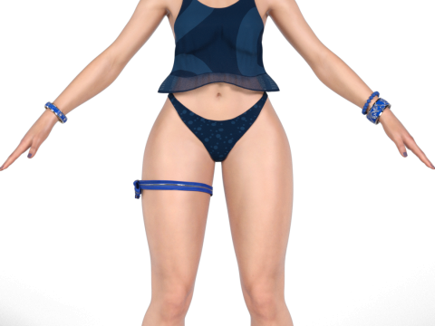 CHUN-LI Summer Vacation PBR-Charakter &ndash; Blaue Badeanzug-Edition 3D Modell