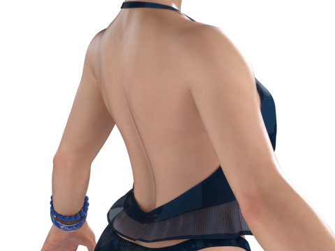 CHUN-LI Summer Vacation PBR-Charakter &ndash; Blaue Badeanzug-Edition 3D Modell