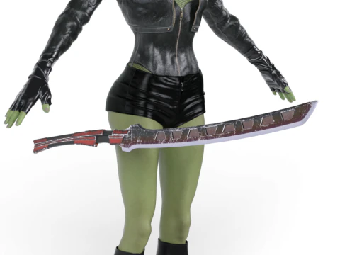 GAMORA Tochter von Thanos &ndash; Urban Biker PBR-Charakter &ndash; spielbereites Asset 3D Modell