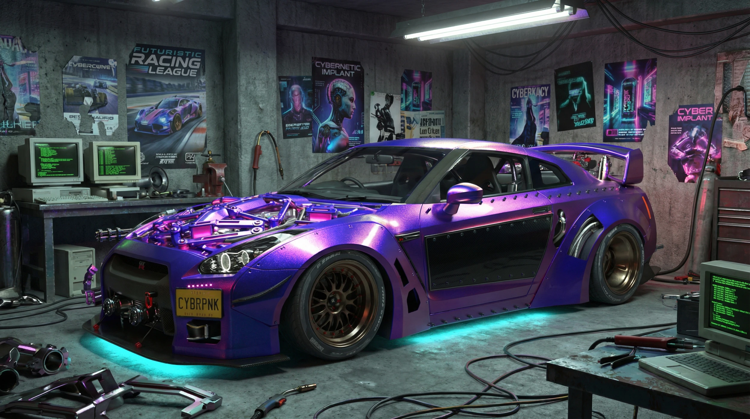 CYBERPUNK GT-R R35 3D Model .c4d .max .obj .3ds .fbx .stl .blend 