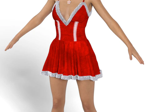 ELENA FISHER Christmas Costume - Festive Mini Dress 3D Model