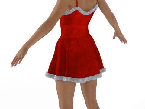 ELENA FISHER Christmas Costume - Festive Mini Dress 3D Model