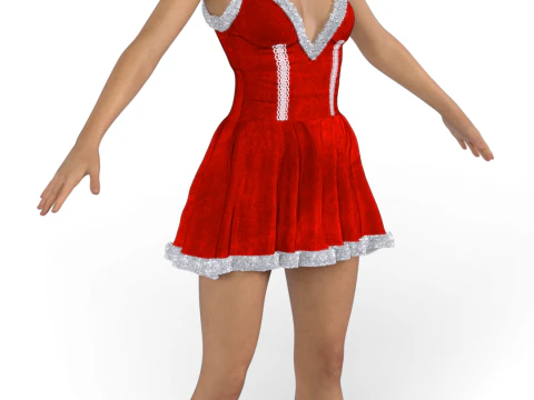 ELENA FISHER Christmas Costume - Festive Mini Dress 3D Model