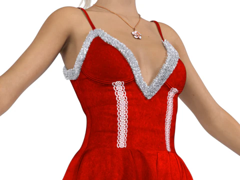 ELENA FISHER Christmas Costume - Festive Mini Dress 3D Model