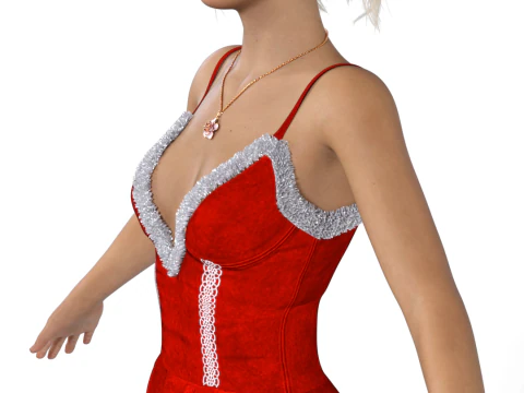 ELENA FISHER Christmas Costume - Festive Mini Dress 3D Model