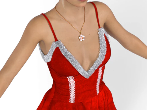 ELENA FISHER Christmas Costume - Festive Mini Dress 3D Model