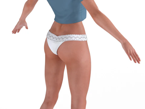 JILL VALENTINE RE3 Remake Style Casual Crop Top Underwear 3D Model