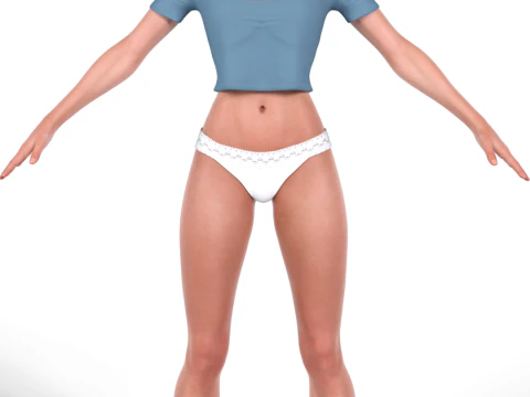 JILL VALENTINE RE3 Remake Style Casual Crop Top Underwear 3D Model