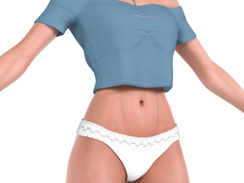 JILL VALENTINE RE3 Remake Style Casual Crop Top Underwear 3D Model