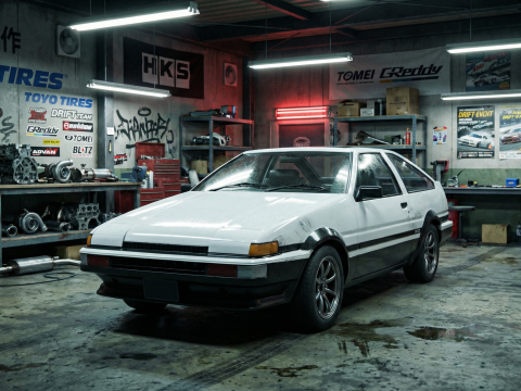 TOYOTA AE86 SPRINTER TRUENO - İlk D - JDM Efsanesi 3D Model