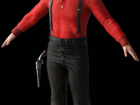 VAN DER LINDE BELANDA - Pemimpin Penjahat Wild West Model 3D