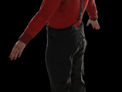 VAN DER LINDE BELANDA - Pemimpin Penjahat Wild West Model 3D