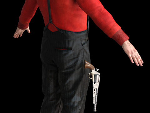 VAN DER LINDE BELANDA - Pemimpin Penjahat Wild West Model 3D