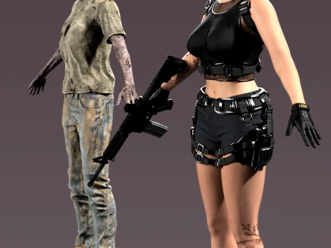 Claire Redfield Undead Stalker - Pacchetto Survival Horror Modello 3D