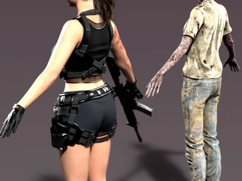Claire Redfield Undead Stalker - Pacchetto Survival Horror Modello 3D