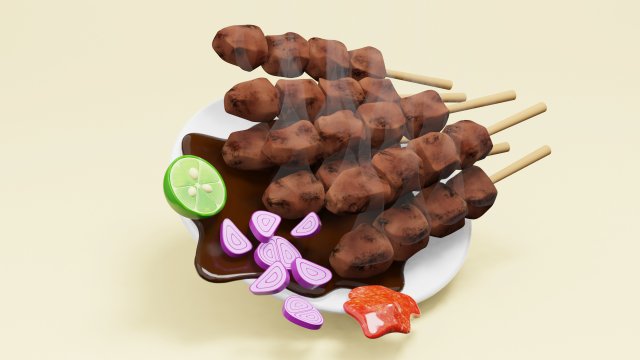 Satay 001 3D Model .c4d .max .obj .3ds .fbx .stl .blend 