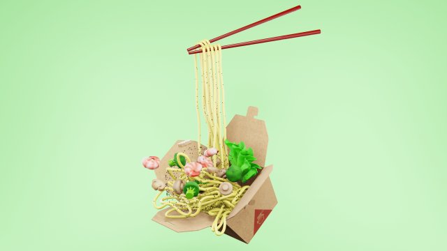 Noodle Box 002 3D Модель .c4d .max .obj .3ds .fbx .stl .blend 