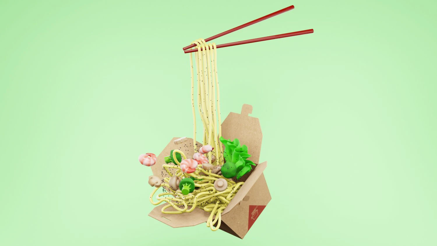 Noodle Box 002 3D Model .c4d .max .obj .3ds .fbx .stl .blend 