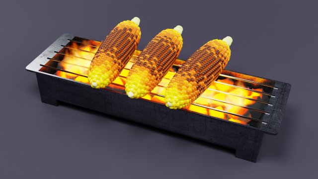 Roasted Corn 001 Model 3D .c4d .max .obj .3ds .fbx .stl .blend 